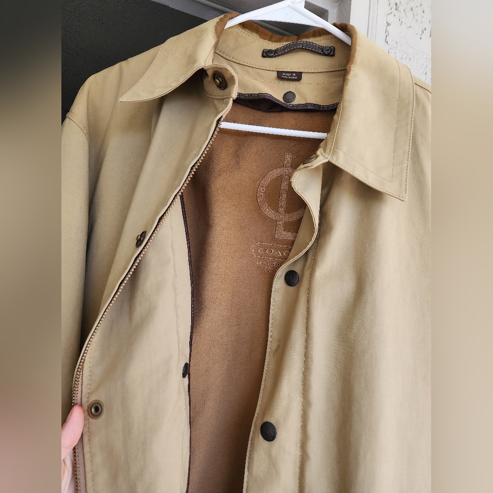 Men's Coach Khaki Tan Trench Coat Utility Jacket - Picture 4 of 17